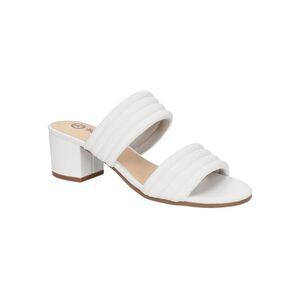 BELLA VITA Womens White Georgette Block Heel Slip On Leather Heeled Sandal 8 WW